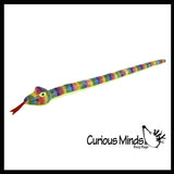 Plush Snake - 33" Metallic Bright Colorful Shimmer -  Stuffed Sensory Fidget Toy Stuffie