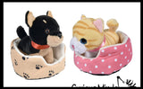 NEW - Cute Cat and Dog Pet in Bed Stuffed Animal Plush Toy - Adorable Stuffie with Pet Bed