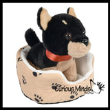 NEW - Cute Cat and Dog Pet in Bed Stuffed Animal Plush Toy - Adorable Stuffie with Pet Bed