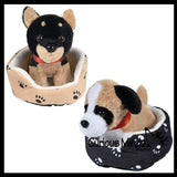 NEW - Cute Cat and Dog Pet in Bed Stuffed Animal Plush Toy - Adorable Stuffie with Pet Bed