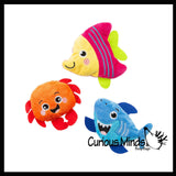 Plush Moving Sand Filled Fidget Toy - Sensory Stress Ball - Unique Feel - Ocean Animals and Monsters