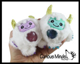 Plush Yeti Creature Bead Filled Squeeze Stress Balls - Sensory, Stress, Fidget Toy Bubble Blow Mystical Winter Abominable Snowman