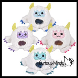 Plush Yeti Creature Bead Filled Squeeze Stress Balls - Sensory, Stress, Fidget Toy Bubble Blow Mystical Winter Abominable Snowman