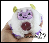 Plush Yeti Creature Bead Filled Squeeze Stress Balls - Sensory, Stress, Fidget Toy Bubble Blow Mystical Winter Abominable Snowman