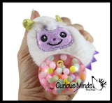 Plush Yeti Creature Bead Filled Squeeze Stress Balls - Sensory, Stress, Fidget Toy Bubble Blow Mystical Winter Abominable Snowman