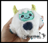 Plush Yeti Creature Bead Filled Squeeze Stress Balls - Sensory, Stress, Fidget Toy Bubble Blow Mystical Winter Abominable Snowman