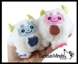 Plush Yeti Creature Bead Filled Squeeze Stress Balls - Sensory, Stress, Fidget Toy Bubble Blow Mystical Winter Abominable Snowman