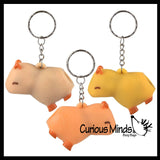 Pooping Capybara Novelty Keychain - Squeeze to Make it Poop - Funny Gag Gift Clip On Rodent Toy Prize Favor