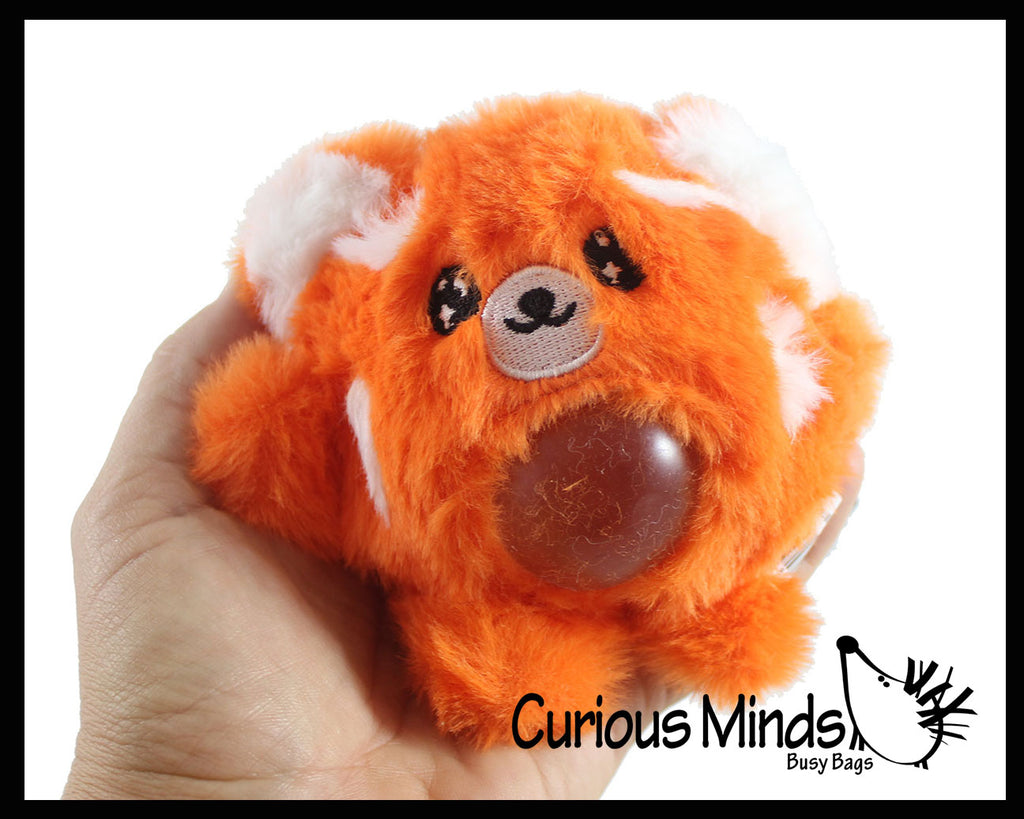 Plush Red Panda Bead Filled Squeeze Stress Balls - Sensory, Stress, Fidget Toy Bubble Blow