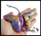 Butterfly Sand Filled Animal Toy - Heavy Weighted Sandbag Animal Plush Bean Bag Toss - Shimmering Glitter Insect