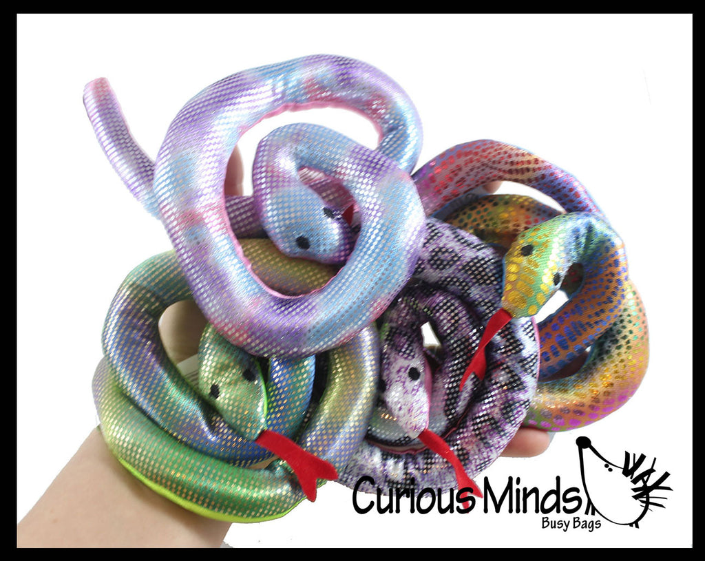 Snake Coiled Sand Filled Animal Toy - Heavy Weighted Sandbag Animal Plush Bean Bag Toss - Shimmering Glitter