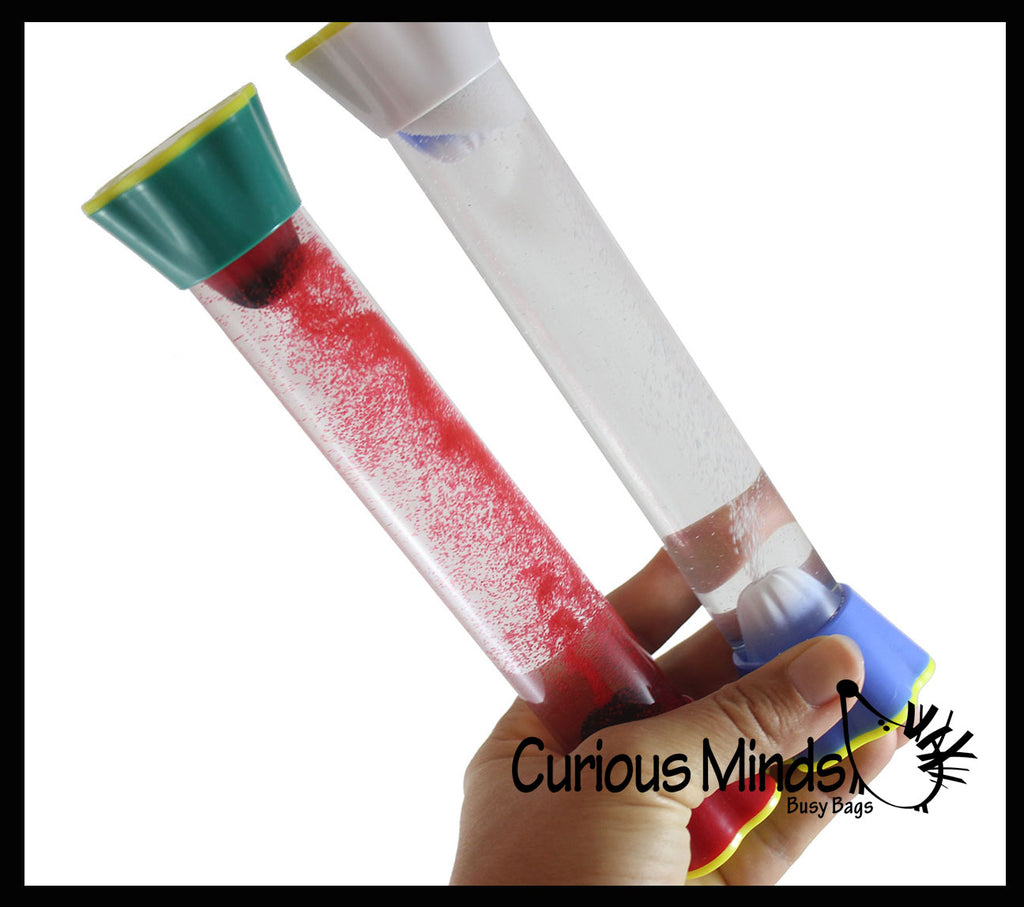 NEW - Erupting Volcano Glitter Filled Liquid Dripping Stick Timer Drip Down and Float Up - Calm Down Jar - Soothing and Calming Motion - Liquid Timer Sensory Office Desk Toy - Visual Stimulation