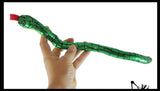 Plush Snake 15" with Shiny Foil Metallic Look -  Stuffed Sensory Fidget Toy - Carnival Prize Party Favors