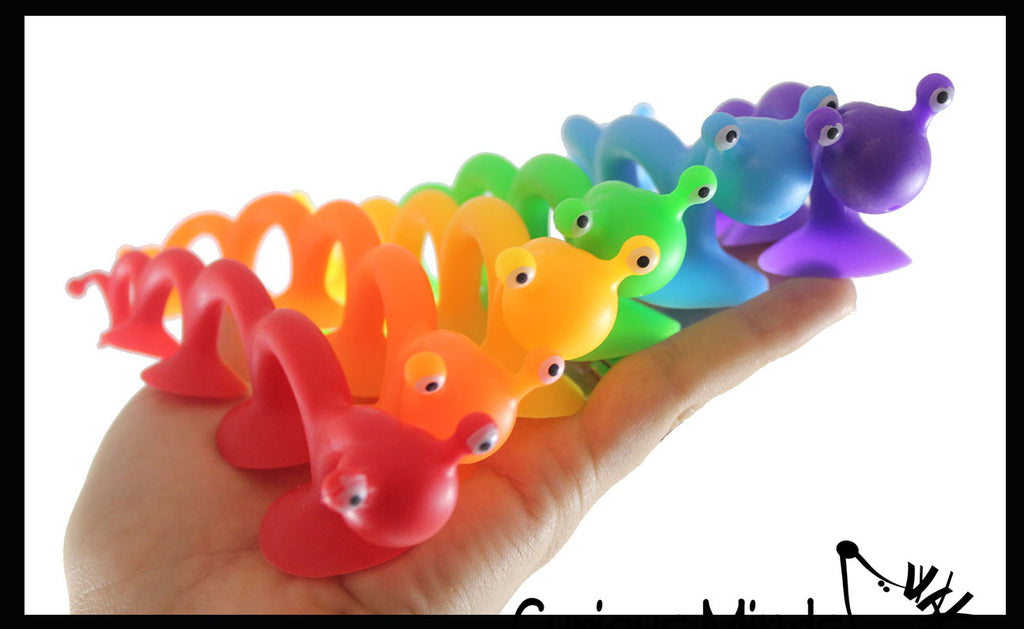 Suction Cup Caterpillar Fidget - Water Bath Toy - Window - Plane Car Stick and Pull Fidget