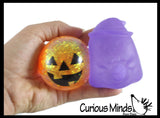 Halloween Sugar Balls - Ghost and Jack o Lantern Pumpkin - Thick Glue/Gel Stretch Ball - Molasses Syrup Ultra Squishy and Moldable Slow Rise Relaxing Sensory Fidget Stress Toy