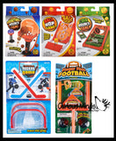 Set of 5 Mini Tabletop Games -  Football, Basketball, Hockey, Ball Hop, Coin Hole - Toy Shooting Hoops - Fun Classic Arcade Toy