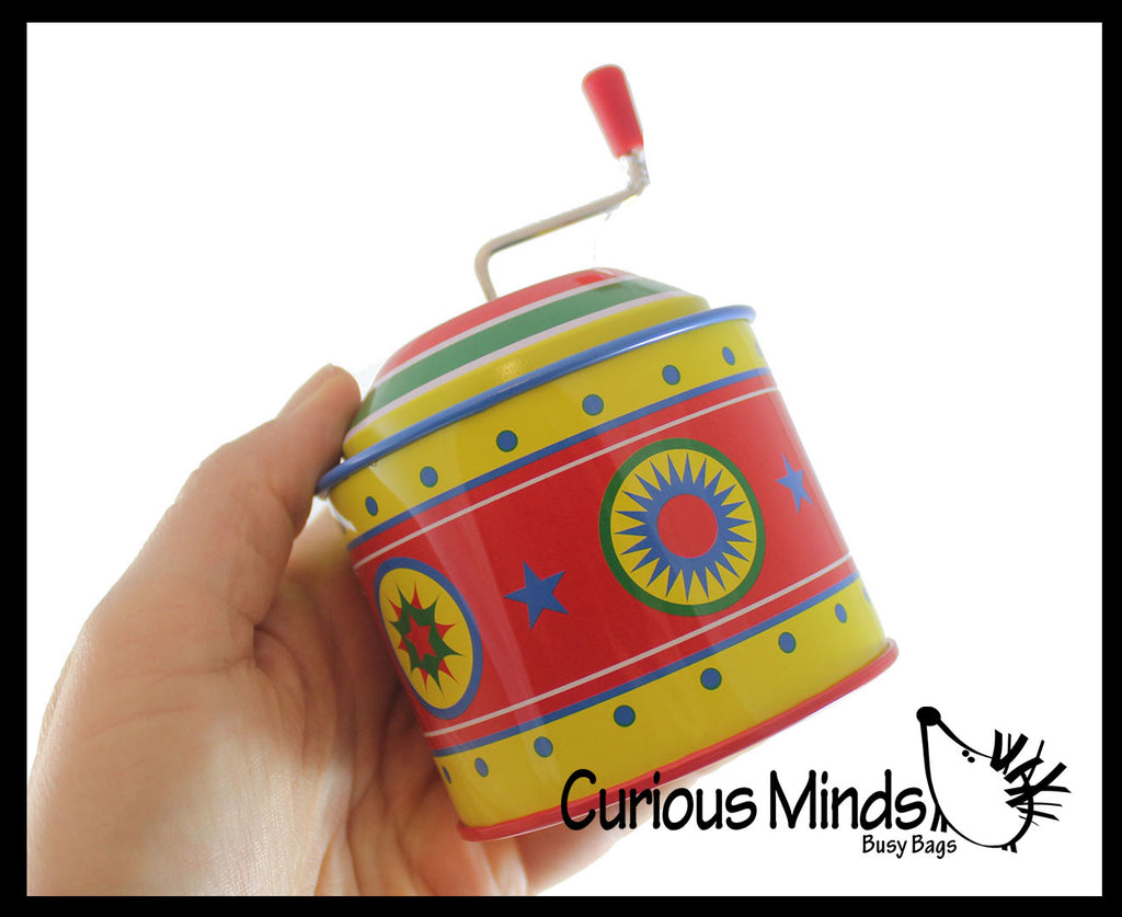 Tin Music Box - Wind Up Classic Toy - Mechanical Musical Toy - Fidget Stress Toy