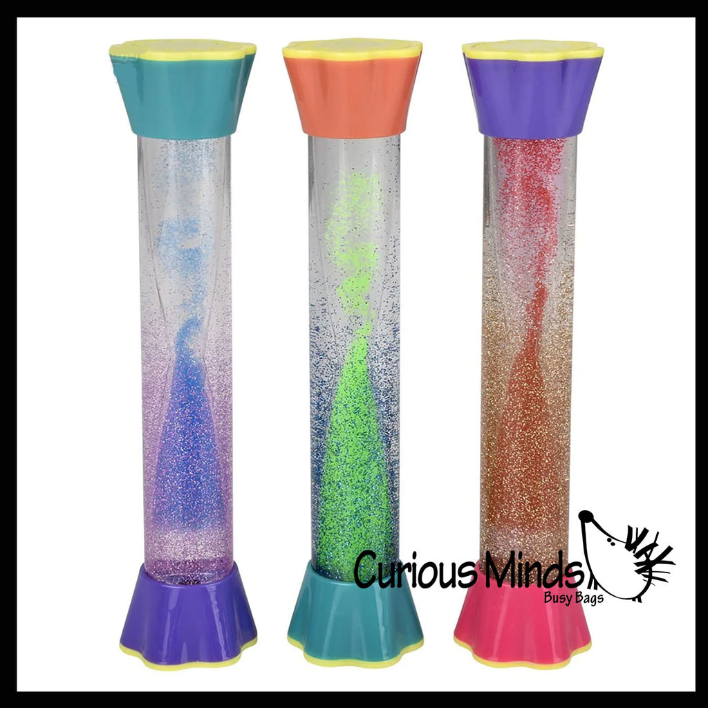 NEW - Double Glitter Filled Liquid Dripping Stick Timer Drip Down and Float Up - Calm Down Jar - Soothing and Calming Motion - Liquid Timer Sensory Office Desk Toy - Visual Stimulation