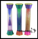 NEW - Double Glitter Filled Liquid Dripping Stick Timer Drip Down and Float Up - Calm Down Jar - Soothing and Calming Motion - Liquid Timer Sensory Office Desk Toy - Visual Stimulation