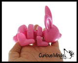 Set of 2 Different Wiggle Bunny Laying Rabbit Fidget - Wiggle Articulated Jointed Moving Creature Toy - Unique Easter