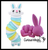 Set of 2 Different Wiggle Bunny Laying Rabbit Fidget - Wiggle Articulated Jointed Moving Creature Toy - Unique Easter