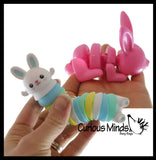 Set of 2 Different Wiggle Bunny Laying Rabbit Fidget - Wiggle Articulated Jointed Moving Creature Toy - Unique Easter