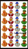 Christmas Rubber Duckies - Santa, Gingerbread Man, Snowman, and Elf Ducks - Cute Holiday Party Favor Decoration Gifts