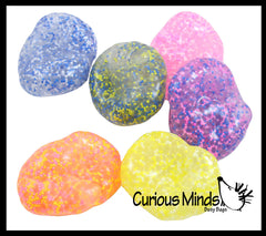 BULK - WHOLESALE -  SALE - Jumbo Confetti Bead Mold-able Stress Ball - Squishy Gooey Shape-able Squish Sensory Squeeze Balls