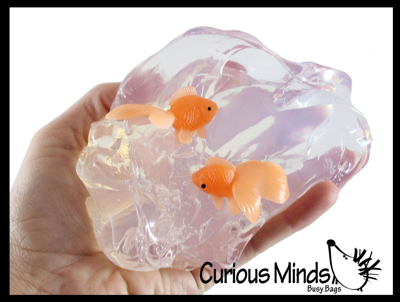 Goldfish Slime Bowl - Blue Slime with Mini Fish Figurine - Cute Pet pu