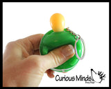 Fun Pop-Out Turtle Fidget Keychain Toy - Squeeze to Pop Head out of Shell - Chain Clip OT