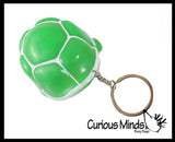 Fun Pop-Out Turtle Fidget Keychain Toy - Squeeze to Pop Head out of Shell - Chain Clip OT