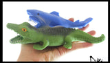 2 Stretchy Sand Animals - Shark and Alligator - Moldable Sensory, Stress, Squeeze Fidget Toy ADHD Special Needs Soothing Croc