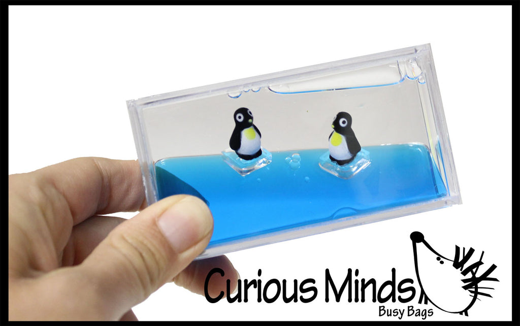 LAST CHANCE - LIMITED STOCK  - Penguins on a Wave - Moving Water -  Sensory, Stress, Fidget Toy