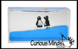 LAST CHANCE - LIMITED STOCK  - Penguins on a Wave - Moving Water -  Sensory, Stress, Fidget Toy