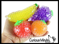 4 Fruit Water Bead Filled Squeeze Stress Balls  -  Sensory, Stress, Fidget Toy